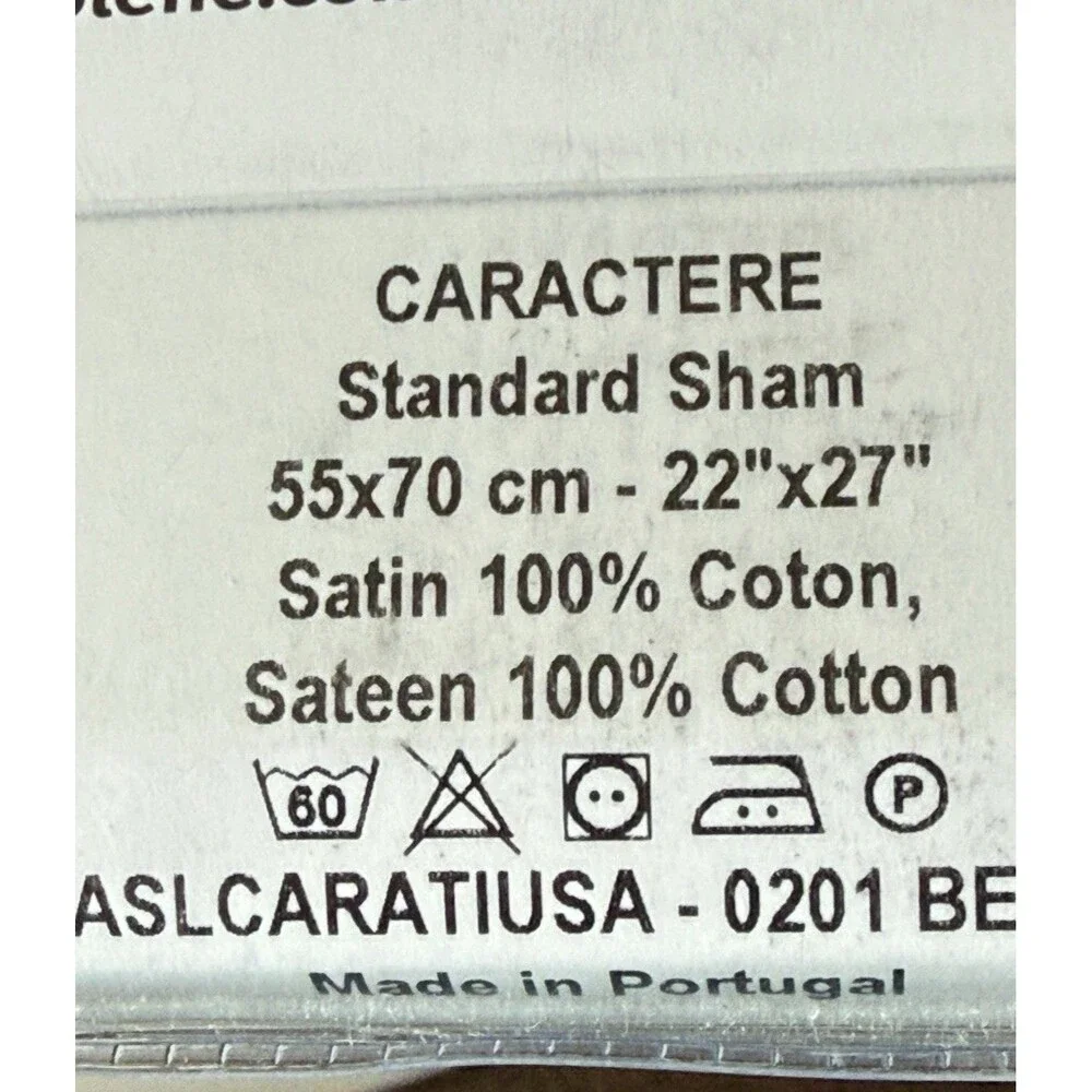 Anne De Solene Caractere Standard Shams Set of 2 Satin Jacquard Cotton Beige